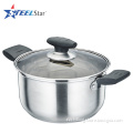 Korea Style Induction bottom Stainless Steel Casserole with glass lid